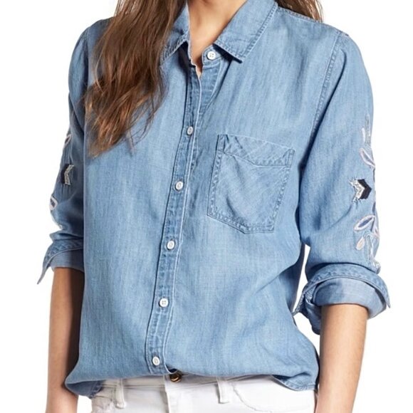 Rails Smith Phoenix Embroidered Chambray Denim Button Shirt - Picture 2 of 7